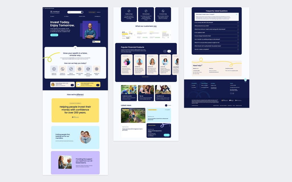 Unity Mutual homepage in full